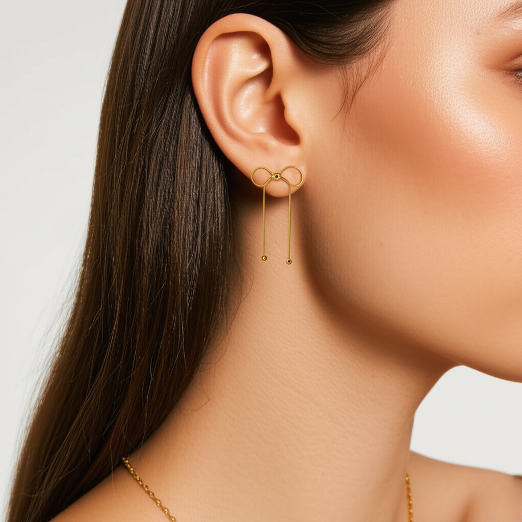 Golden Bowdrop Earrings Tie Your Look Together